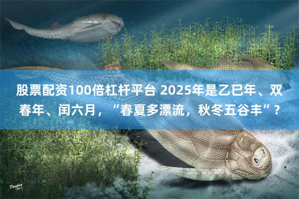 股票配资100倍杠杆平台 2025年是乙巳年、双春年、闰六月，“春夏多漂流，秋冬五谷丰”？