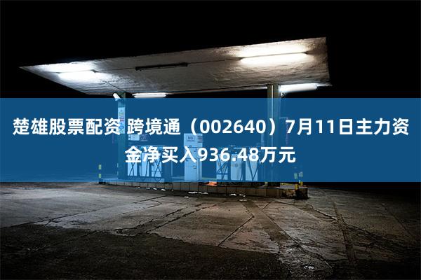 楚雄股票配资 跨境通（002640）7月11日主力资金净买入936.48万元