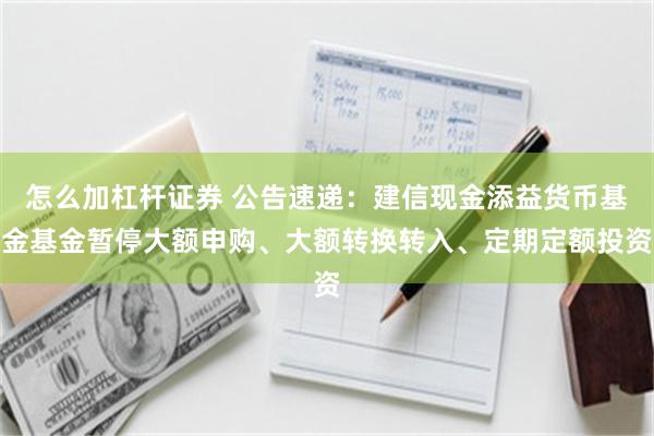 怎么加杠杆证券 公告速递：建信现金添益货币基金基金暂停大额申购、大额转换转入、定期定额投资