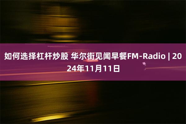 如何选择杠杆炒股 华尔街见闻早餐FM-Radio | 2024年11月11日